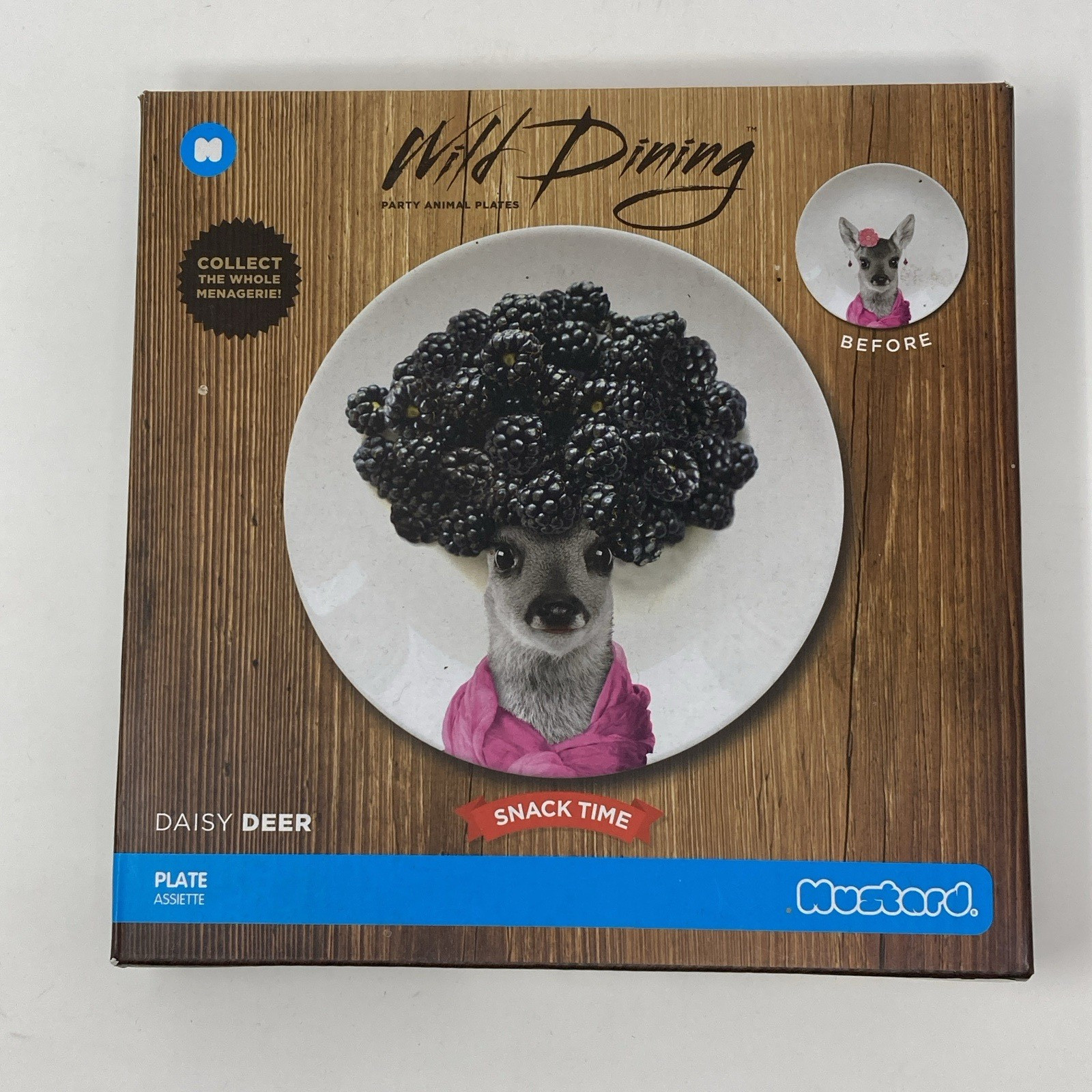 NIB Mustard Wild Dining Party Animal Plate. Daisy Deer Snack Plate 7″