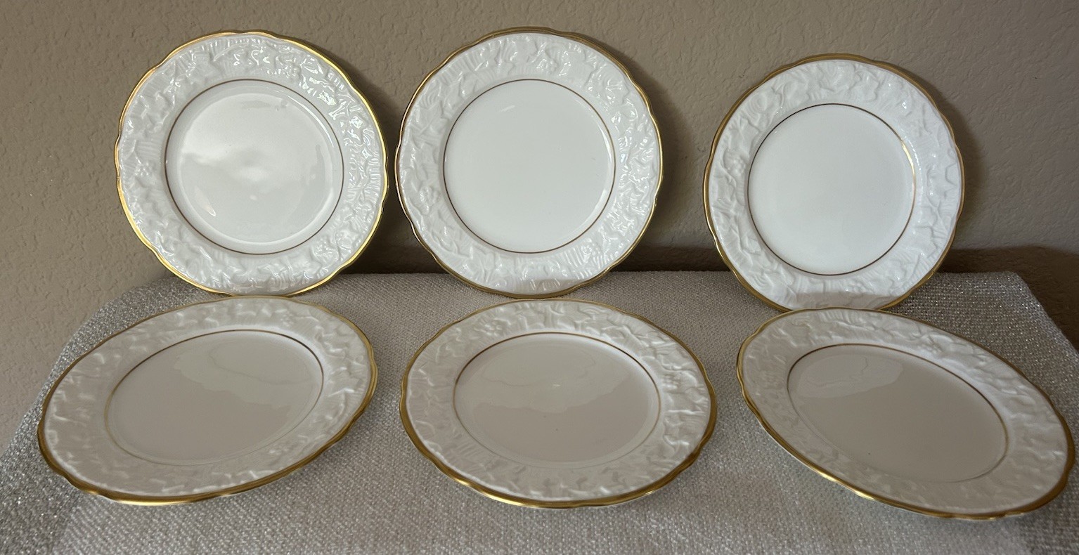Set of 6 Royal Stafford ‘Old English Oak Gold’ 6-1/2” Bread Plates-#764261