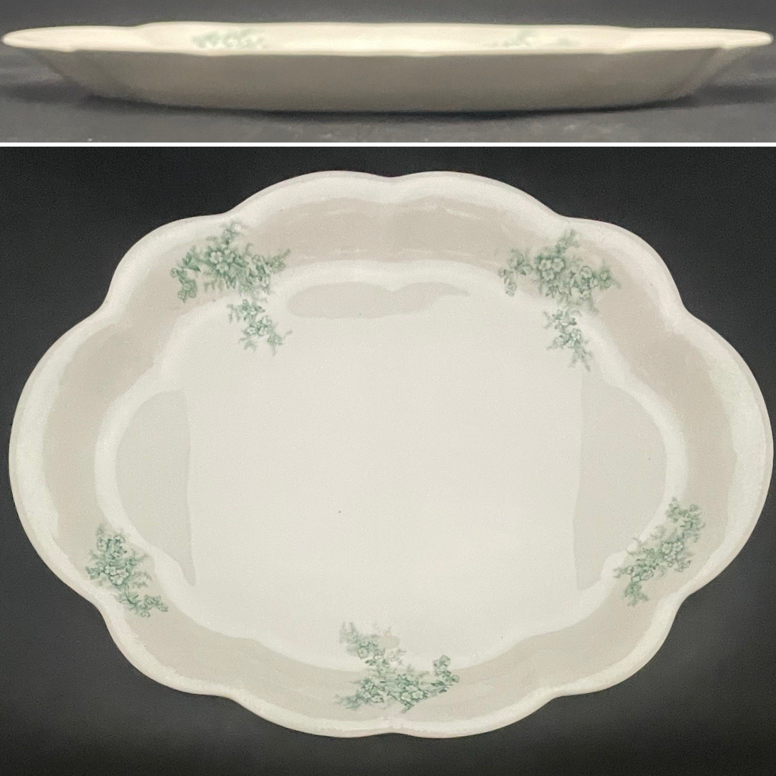 Homer Laughlin The Angelus Green Floral Oval Serving Platter 1905-16 USA 17″x13″