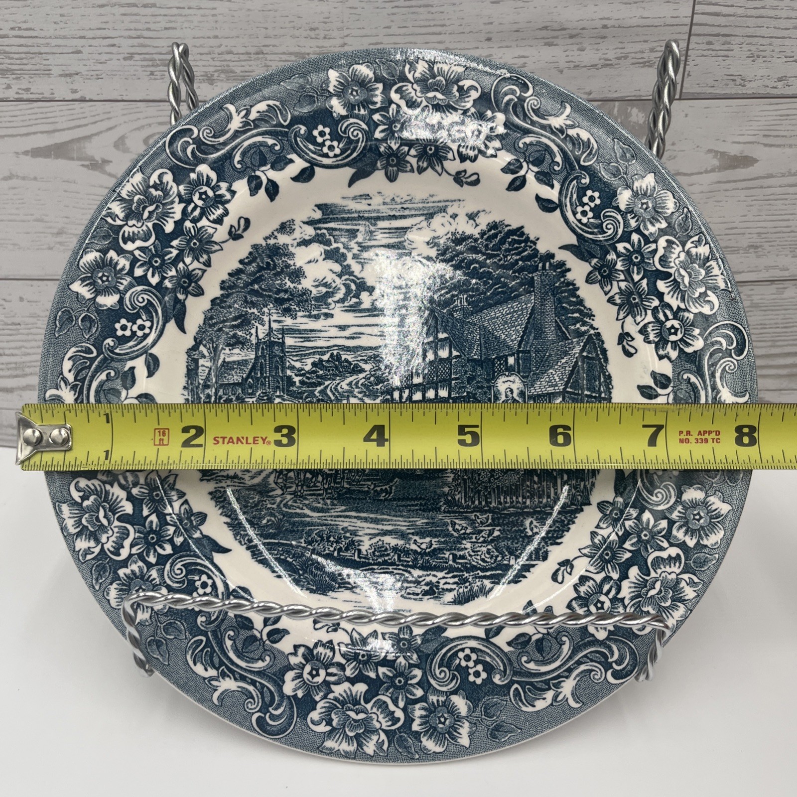 Staffordshire Engravings 17th Century Blue 8″Dinner Plate–Scenic Transferware.