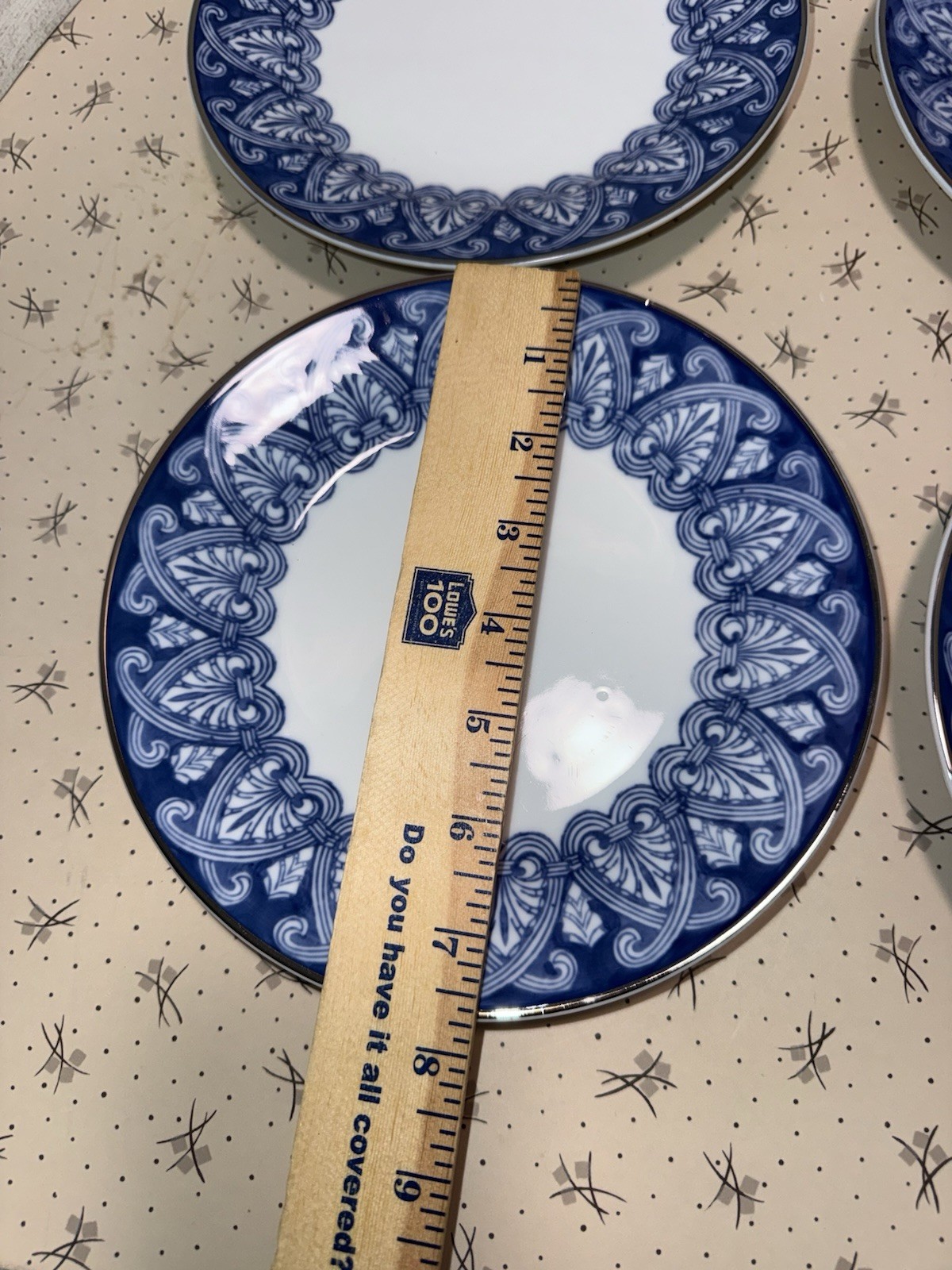 BOMBAY – Arabesque Tile Blue And White – Salad Plate – Set of 4 ..7 7/8” –