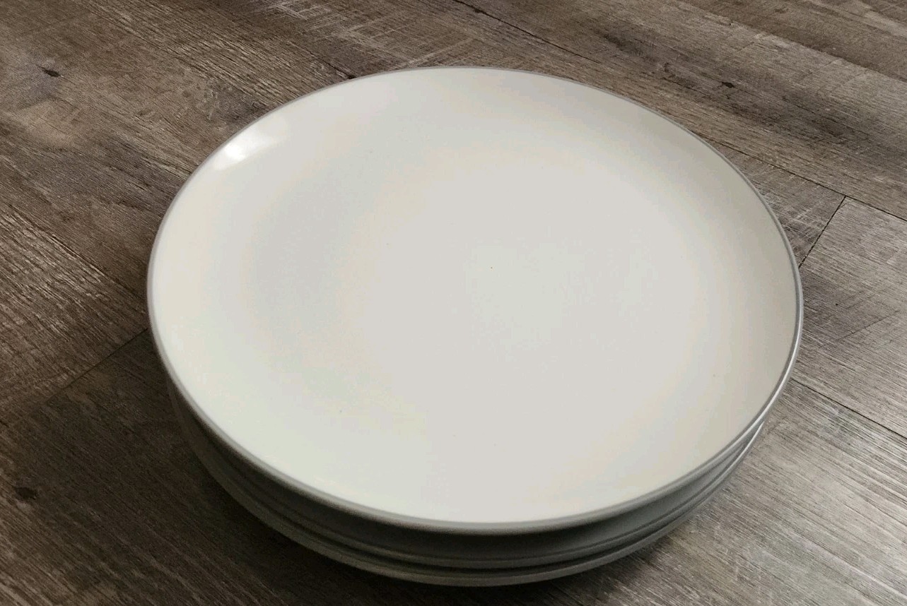 Set of 4 Colorwave Slate 5107 Noritake Dinner Plates Gray Cream Stoneware
