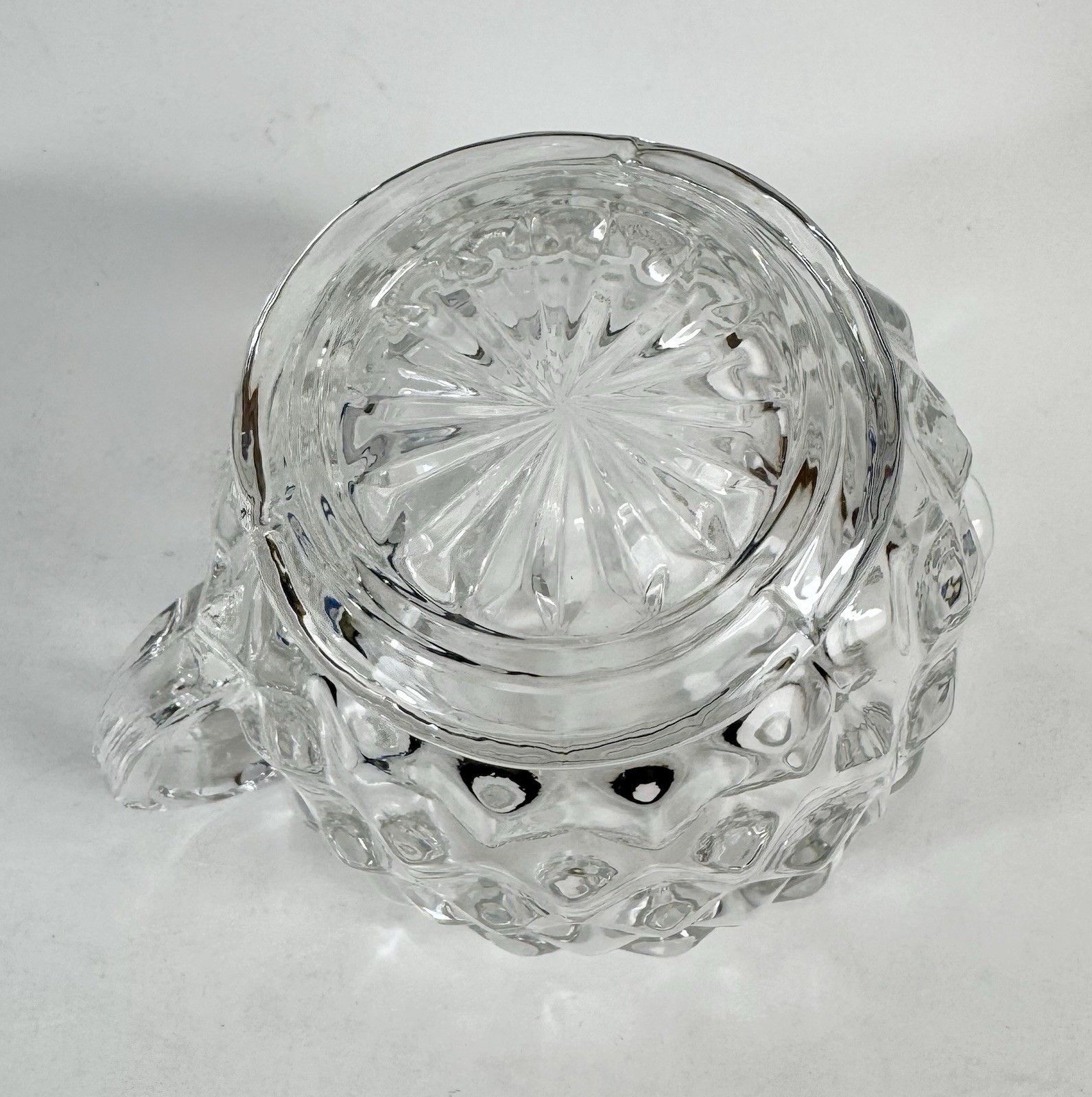 Fostoria American Creamer Open Sugar Bowl Set With Tray Clear Glass Cube Vtg H32