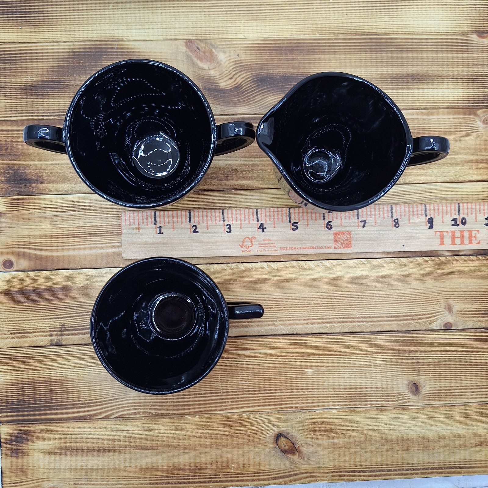 Vintage Black Amethyst Open Sugar And Creamer Set W/ 2 Cups 4pc Lot