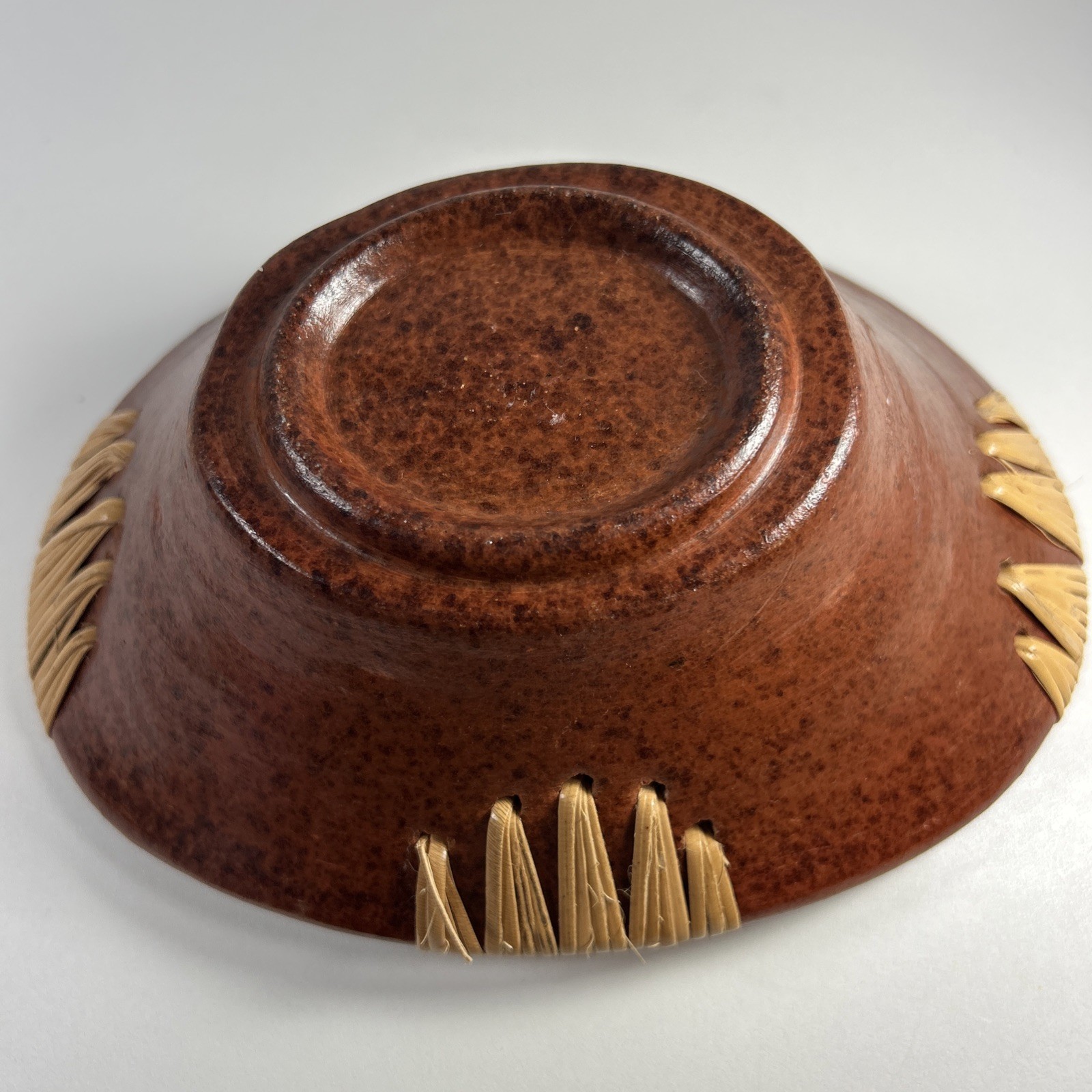 Sasak Rattan Red Wear Pottery Decorative Bowl Bowl About 7 1/2 Inches By 5 1/2 I
