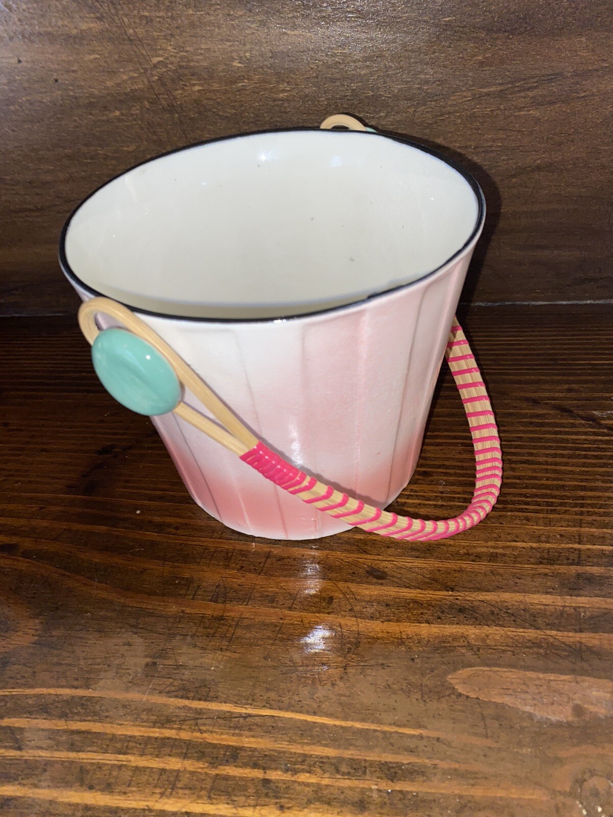 Vtg Lipper Mann Candy Dish Bucket Pink Candies Japan