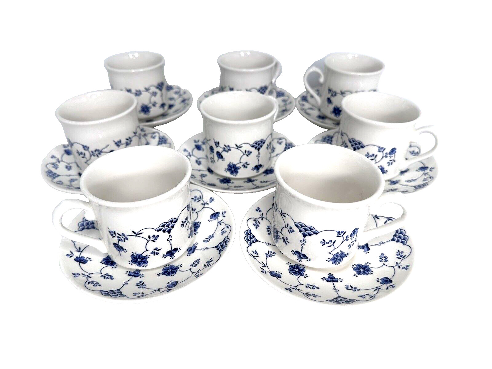 VTG Finlandia (Swirl Rim, England) CHURCHILL, Tea Cup And plate Set Of 16 pcs
