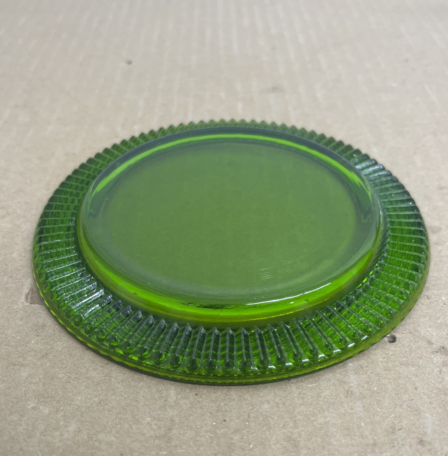 Small Glass Lime Green Plate 5 1/2 Inches