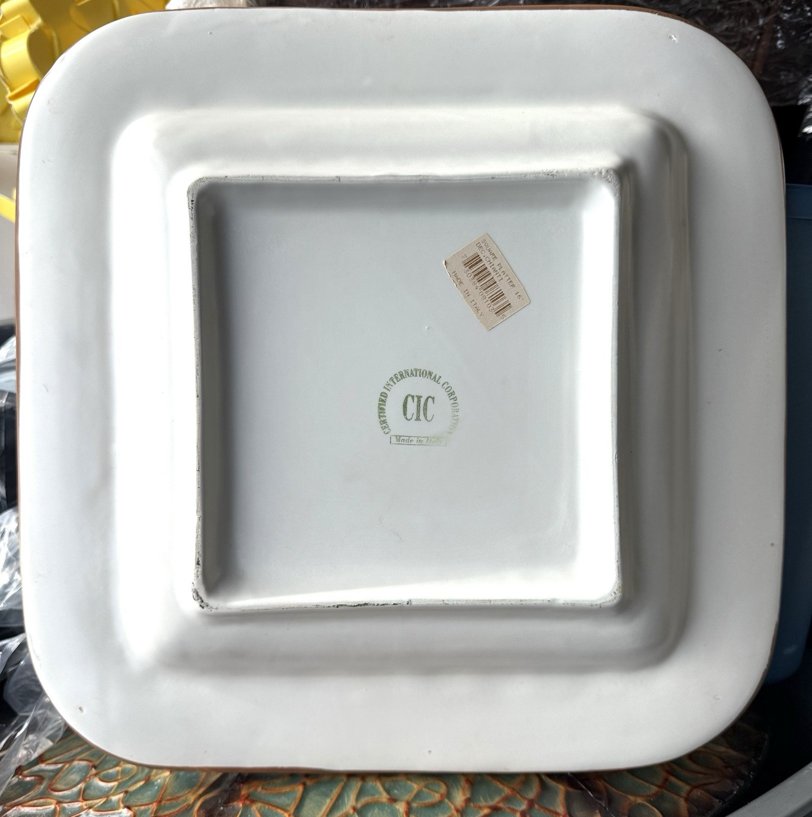 CIC 16” Square Serving Platter Grapevines Chianti Tuscany Italy Italian Vtg