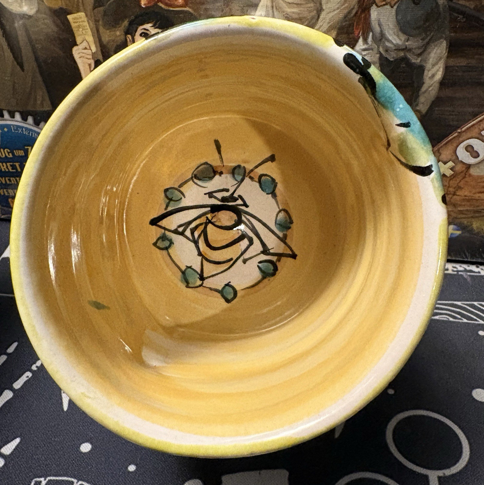 Karin Kreamer Handmade Ceramic Cup Bee And Sunflower