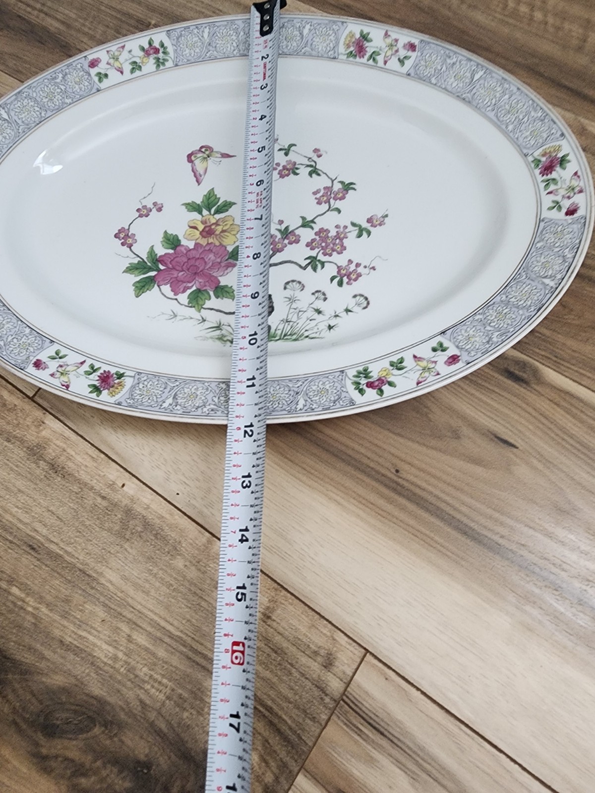 Crown Imperia Nankin Floral Oval Platter Porcelain 16×11 in Czecho-Slovakia