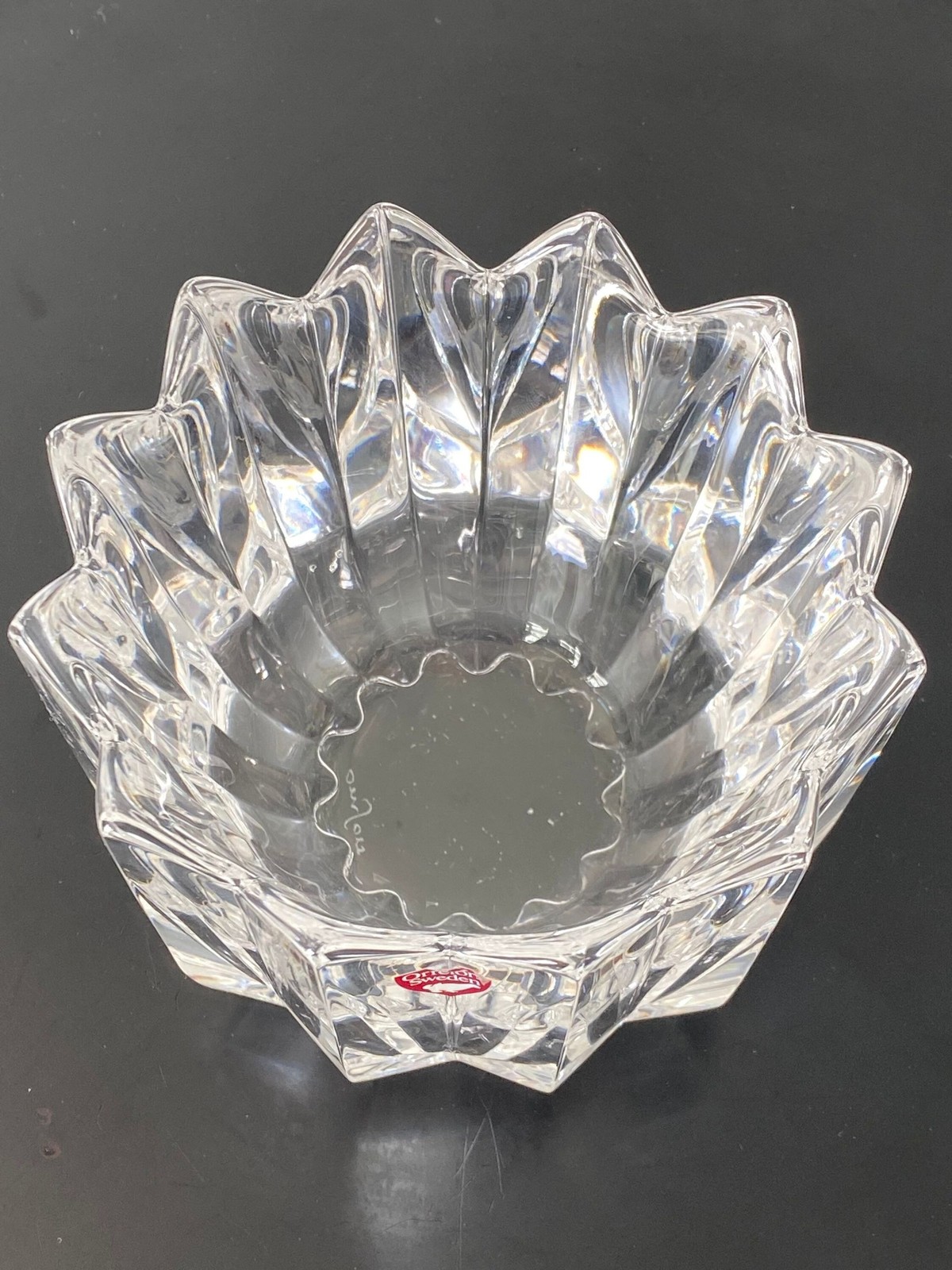 Orrefors Sweden Fleur Pattern Crystal Bowl by Jan Johansson # 4517-12 Circa 1980