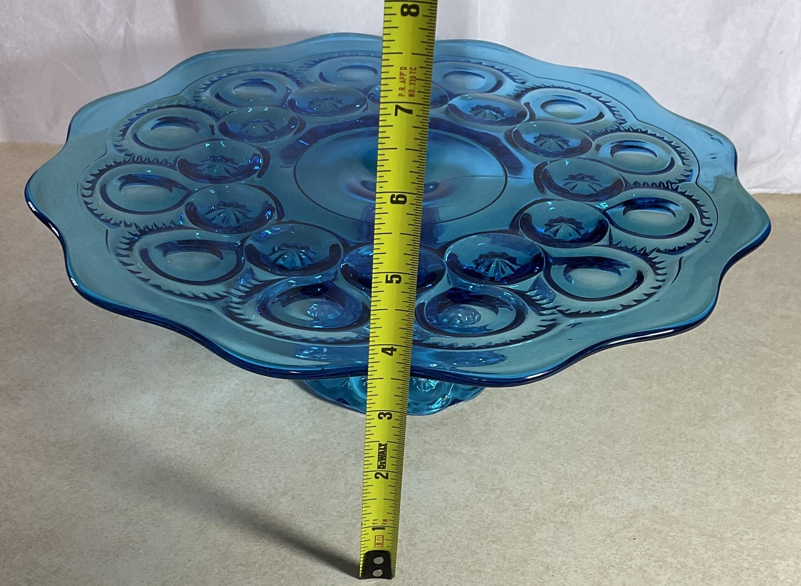 Vintage LE Smith Blue Moon and Stars Pedestal Cake Stand 11″ Diameter Surface