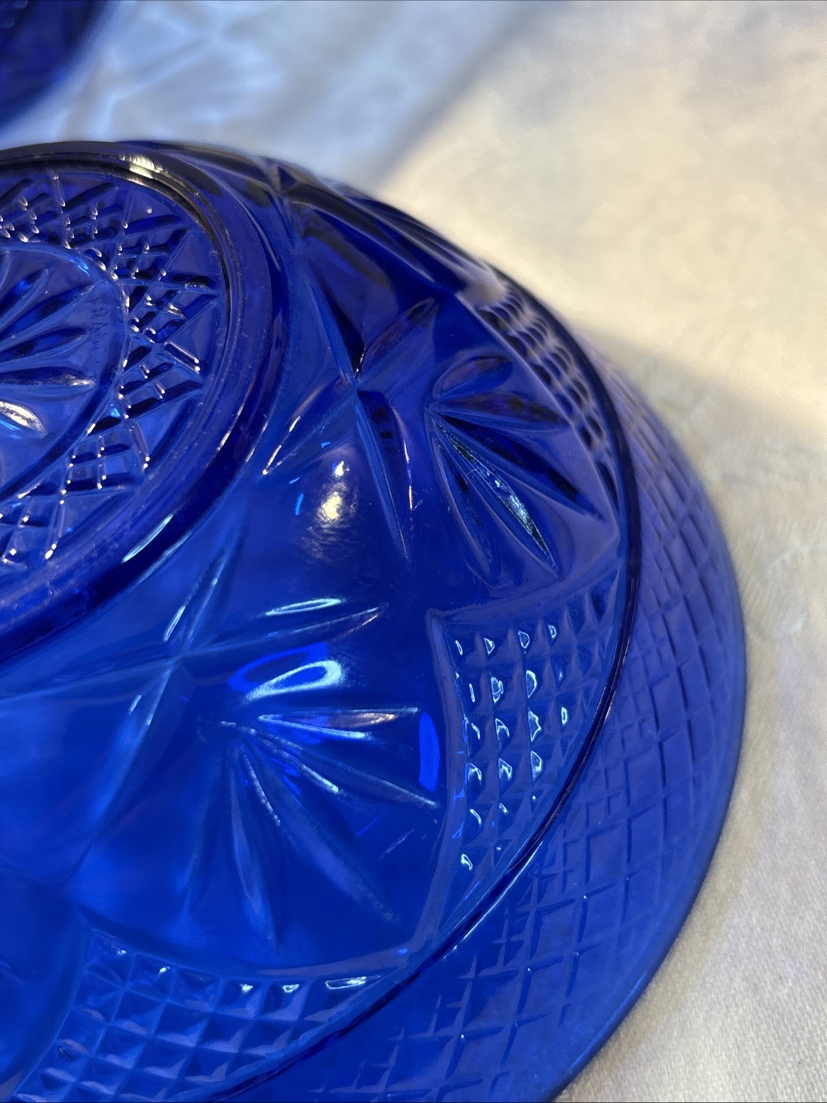 Cristal D’Arques-Durand Sapphire Blue 5 5/8in. Salad Bowls Set of 3 Vintage