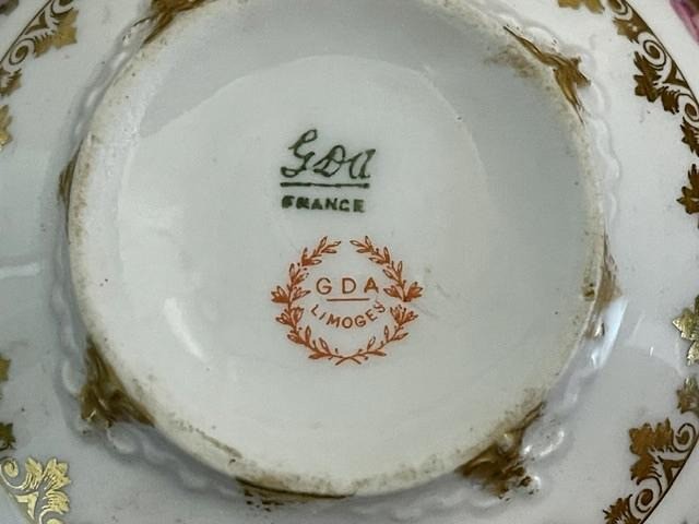 Antique GDA CF Haviland Limoges Two-Handled Cream Soup Bouillon Cup & Saucer