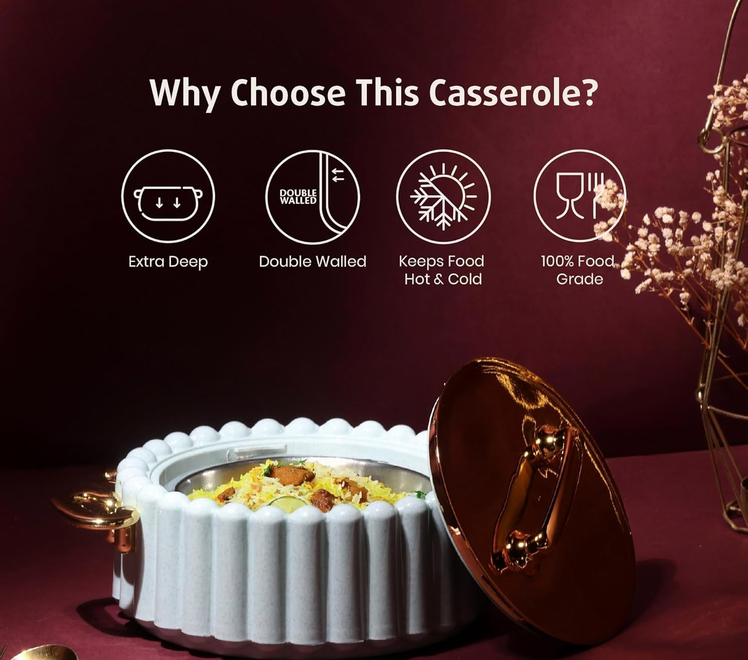 Casserole | Advanced PU Insulation | Royal Elegant Design Hot Pot 1700 ML