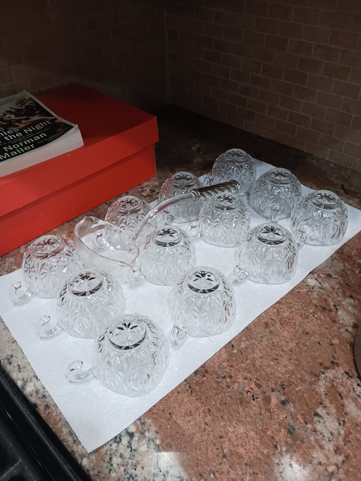 Vintage 1960s HazelWare 15pc. Williamsburg Crystal Punch Bowl Set.