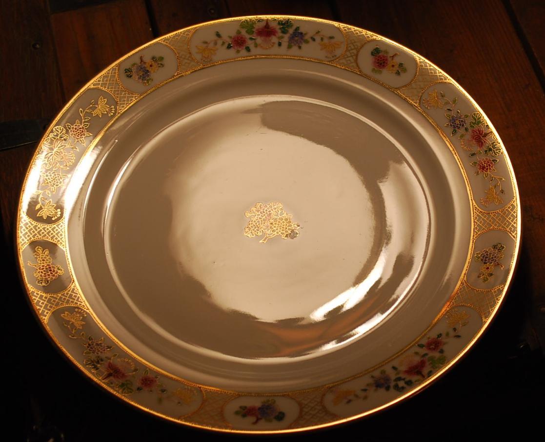Vintage Noritake 12″ Plate Platter GOLD MORIAGE BEADING Hand Painted Nippon ‘M’