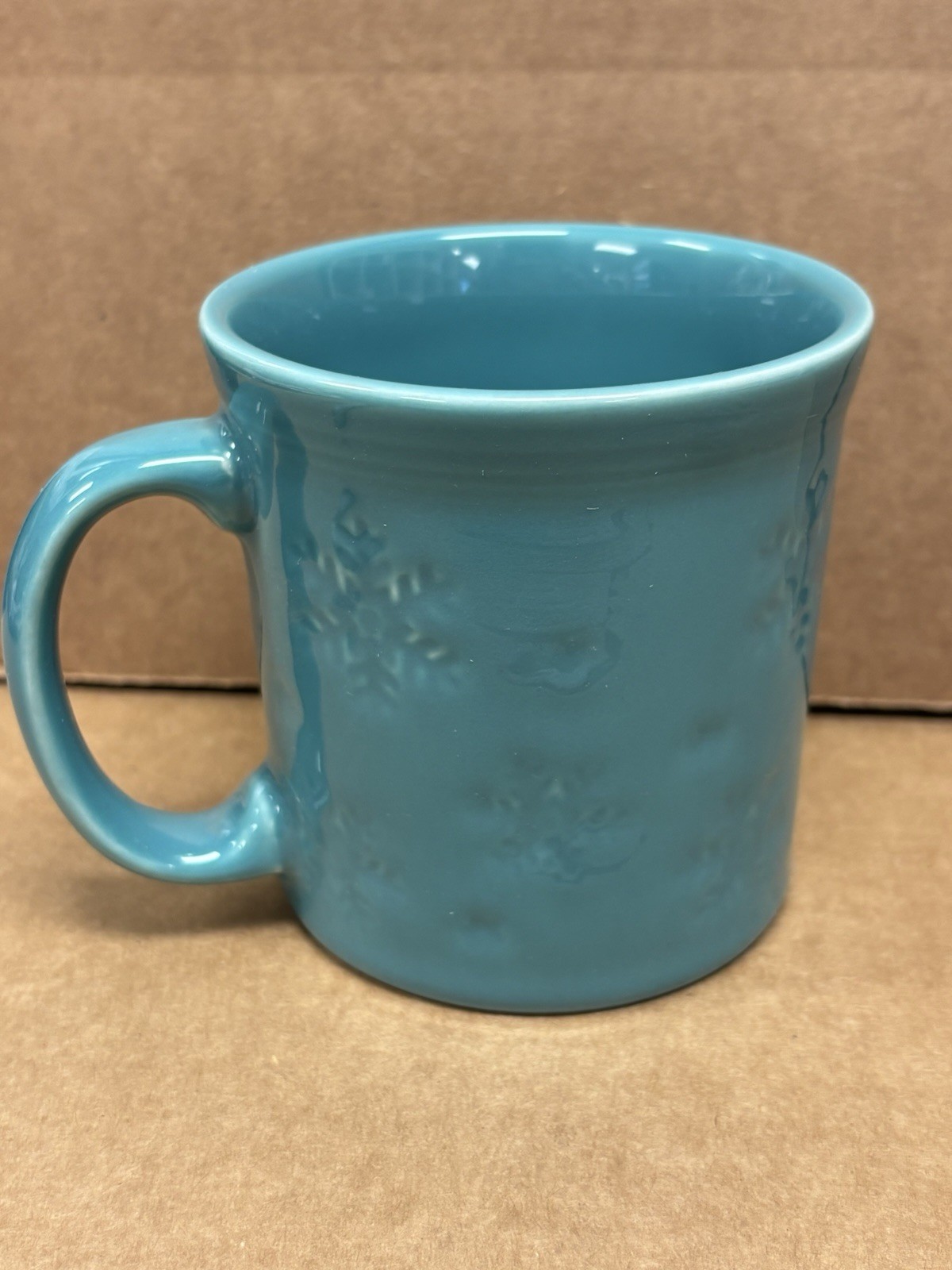 Fiesta Turquoise Snowflake Embossed Java Mug Fiestaware