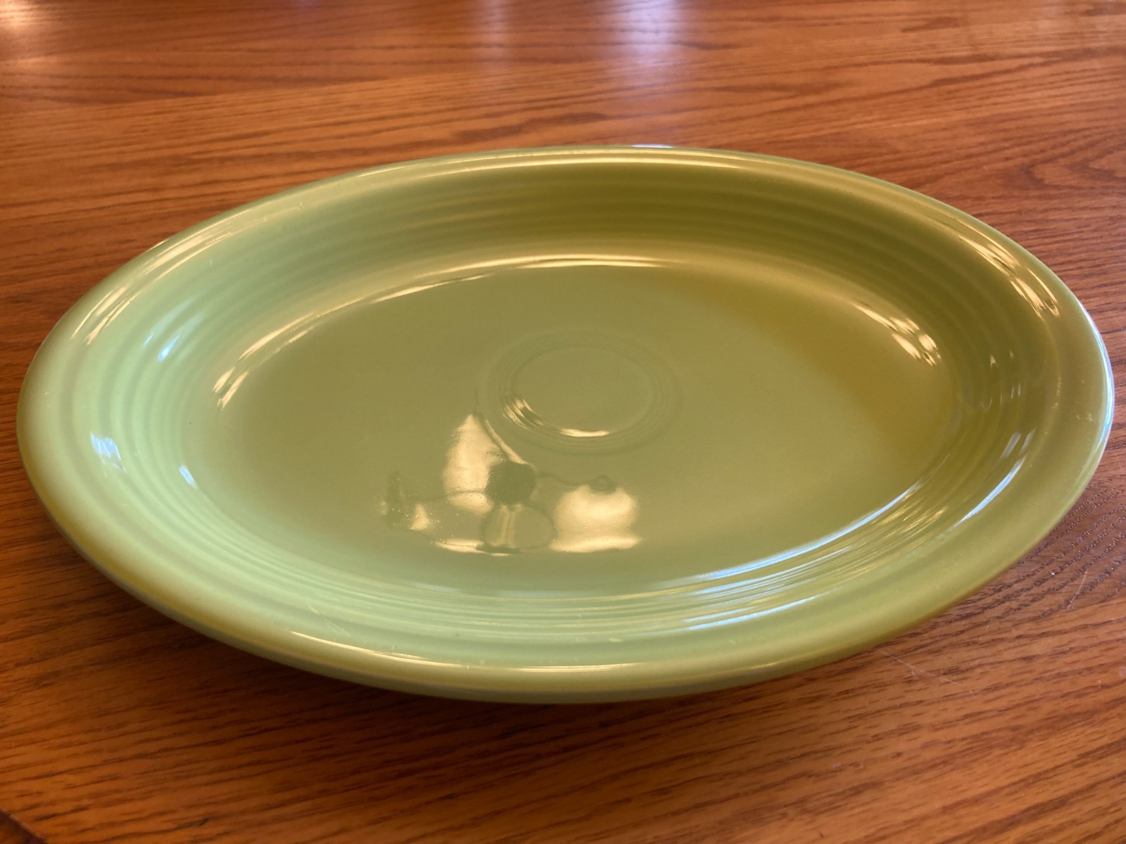 Vintage Fiestaware – 1950s 12″ Oval Serving Platter in chartreuse (1951-1959)