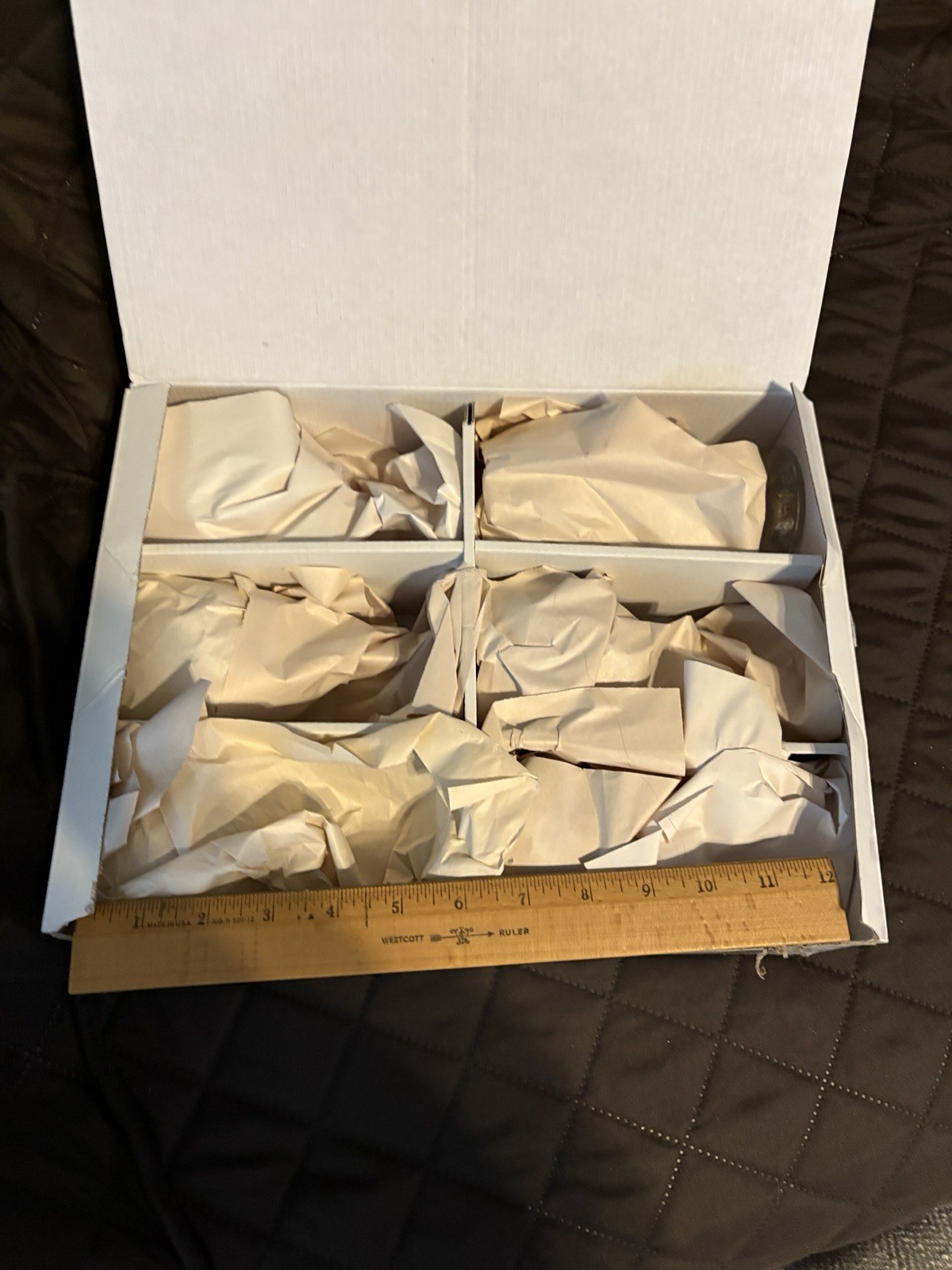 Set Of 6 9 Oz Buckingham Goblets New in Box 24 Karat Gold Trim Hand Decorated