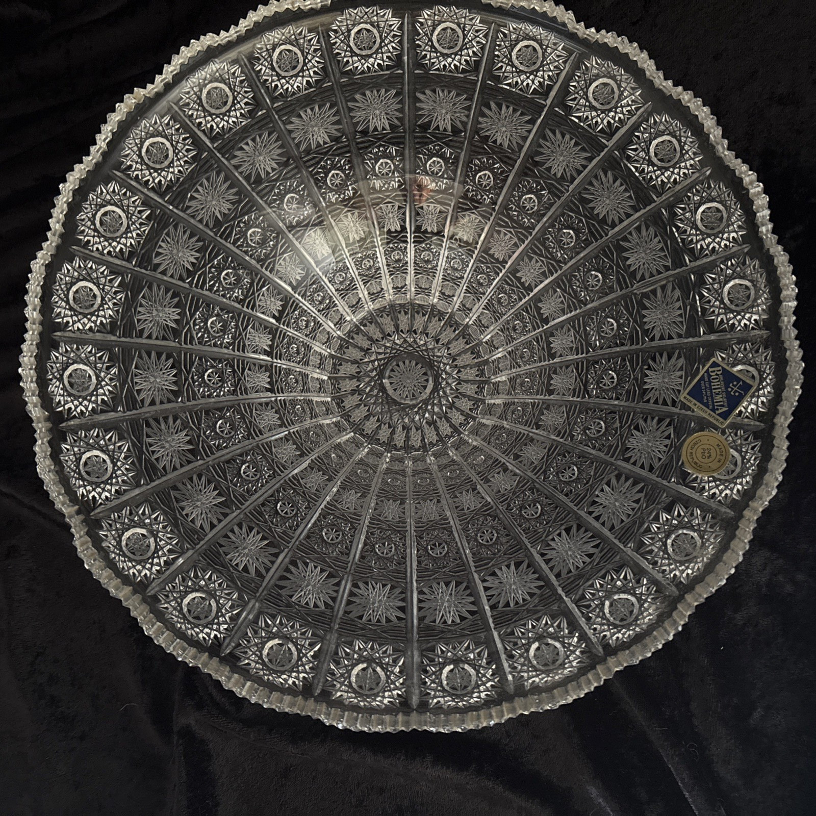 Vintage Bohemia Hand Cut 24% Lead Crystal 12” Master Centerpiece Bowl – Signed