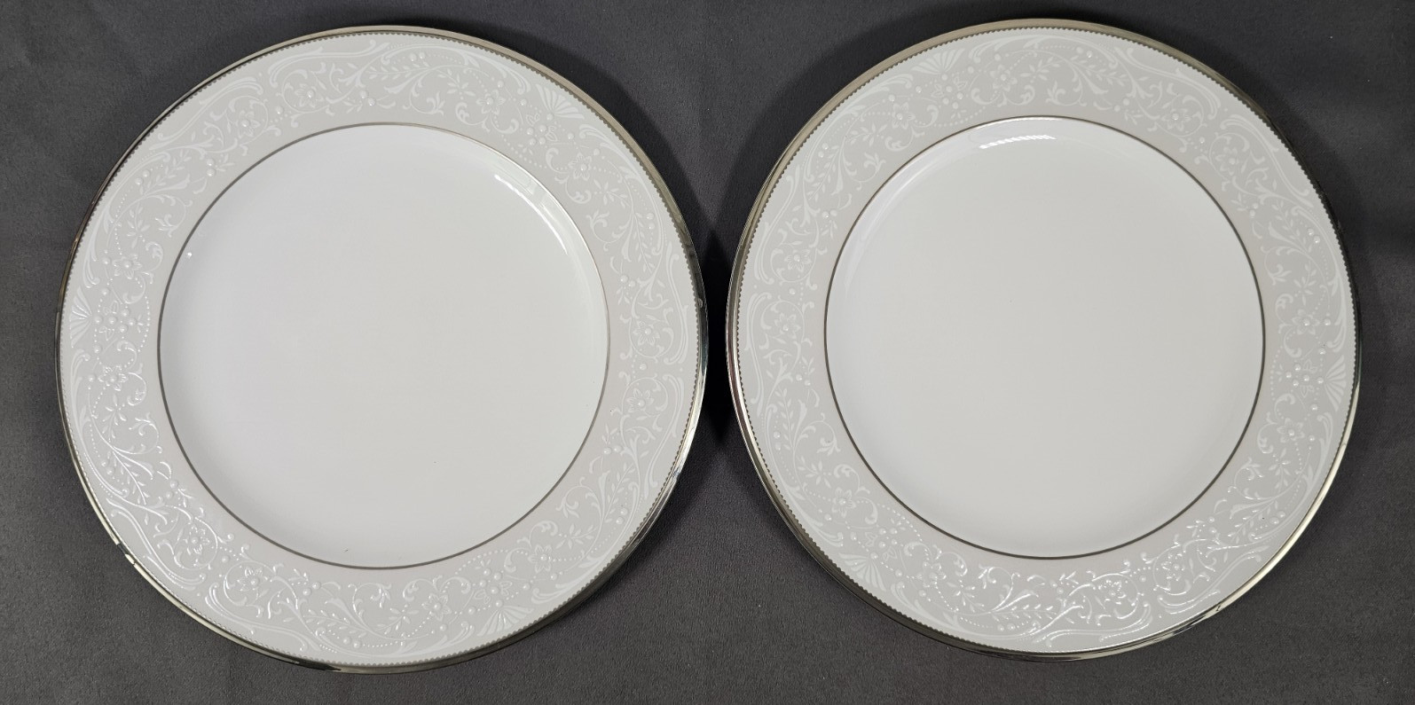 Noritake Silver Palace Bone China Lot 6 Enamel Scroll Dots Platinum Trim Setting