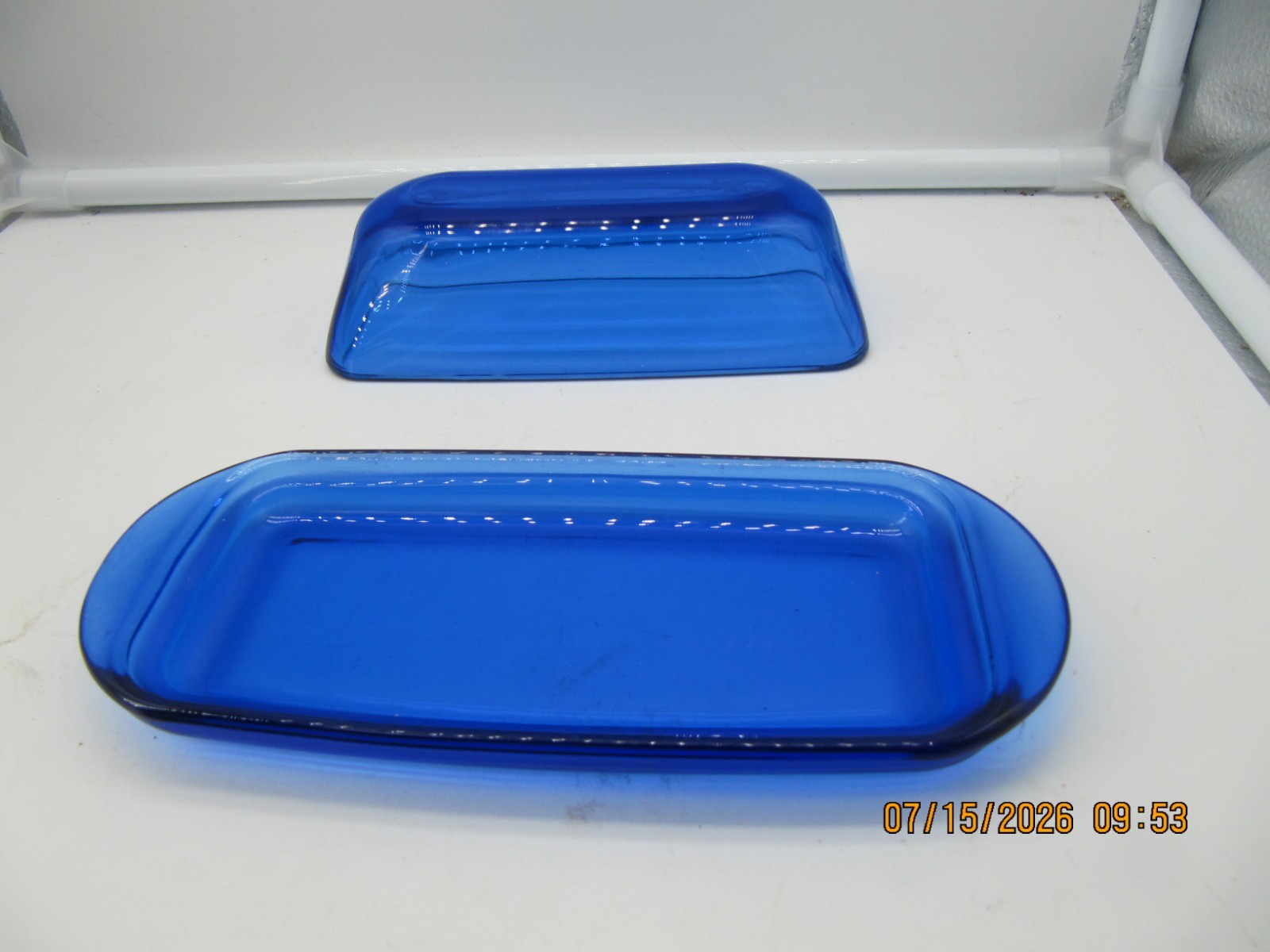 VINTAGE Anchor Hocking Presence Cobalt Blue Glass Butter Dish & Lid Made in USA