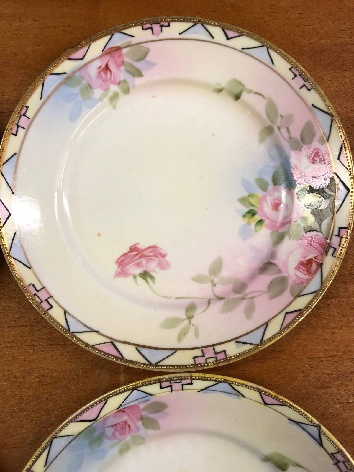 Vintage Antique Nippon Gold Rose floral Dessert Appetizer Plates plate set 6