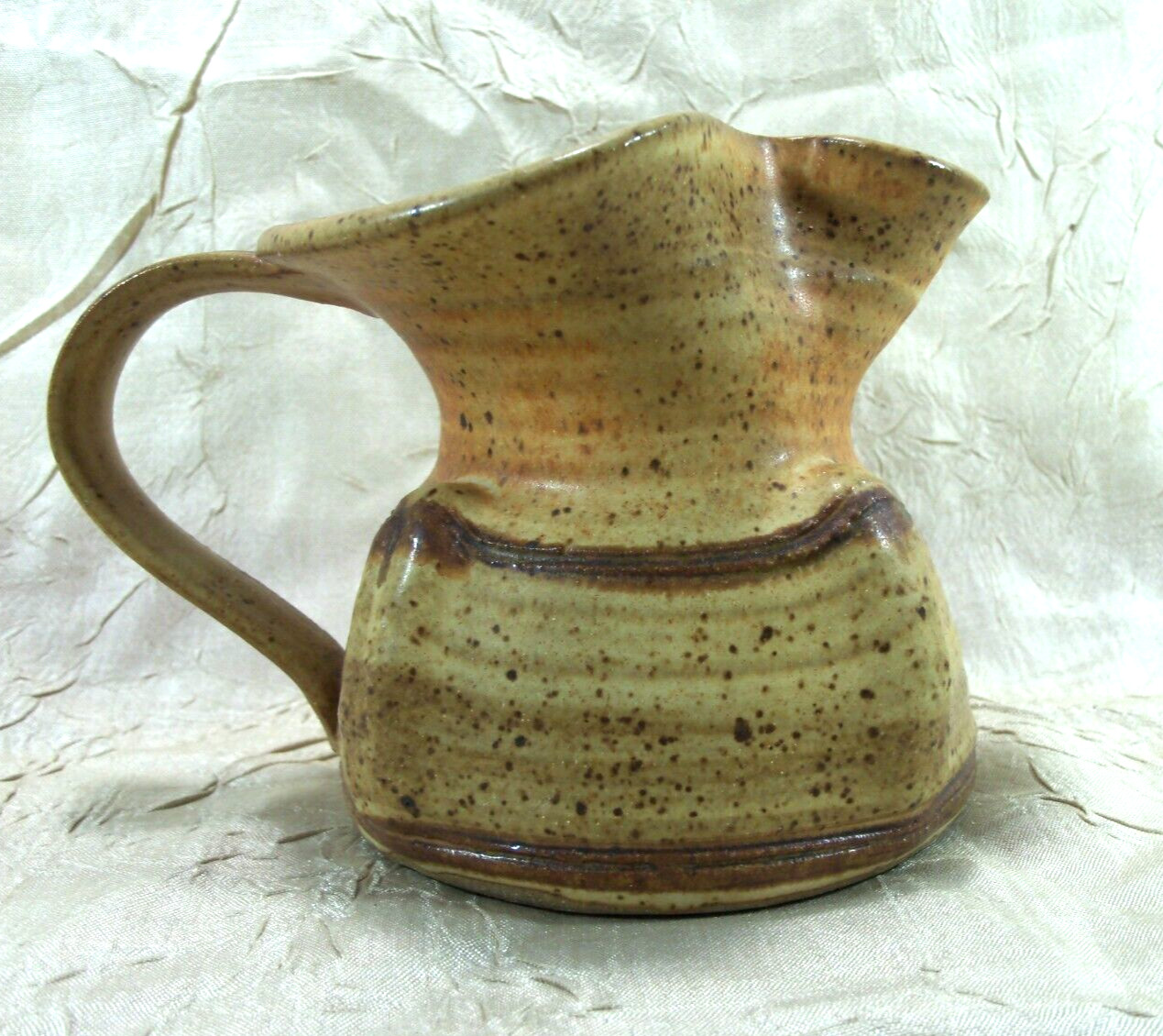 Vintage Studio Art Pottery Creamer Stoneware Handmade 3.5” X 5” 1970s Signed