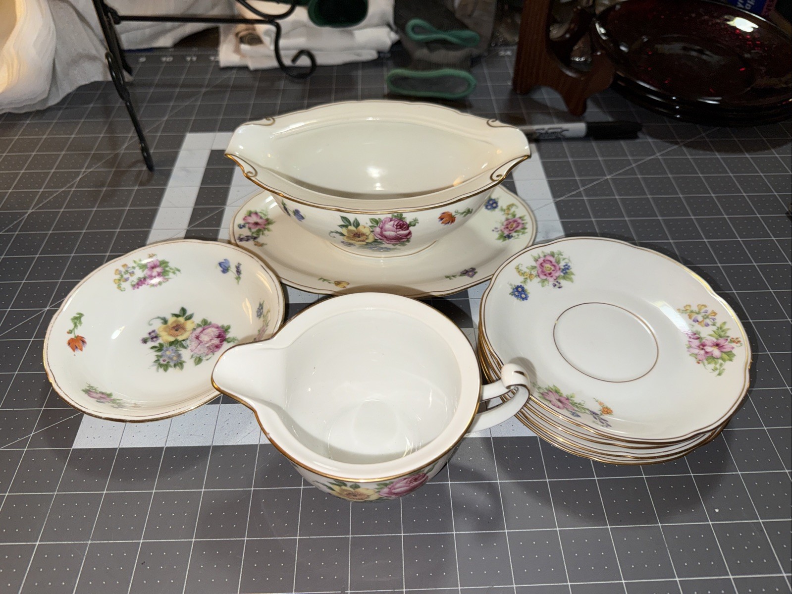 Mix Lot Pirkenhammer Louise Floral Pieces Czechosivakia Vtg Antique NO LIDS&chip