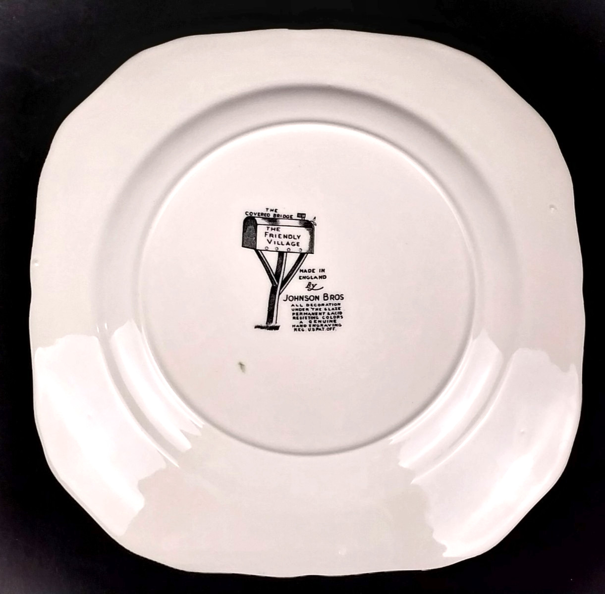 Vintage Johnson Brothers Friendly Village Covered Bridge Square 7.5” Salad Plate