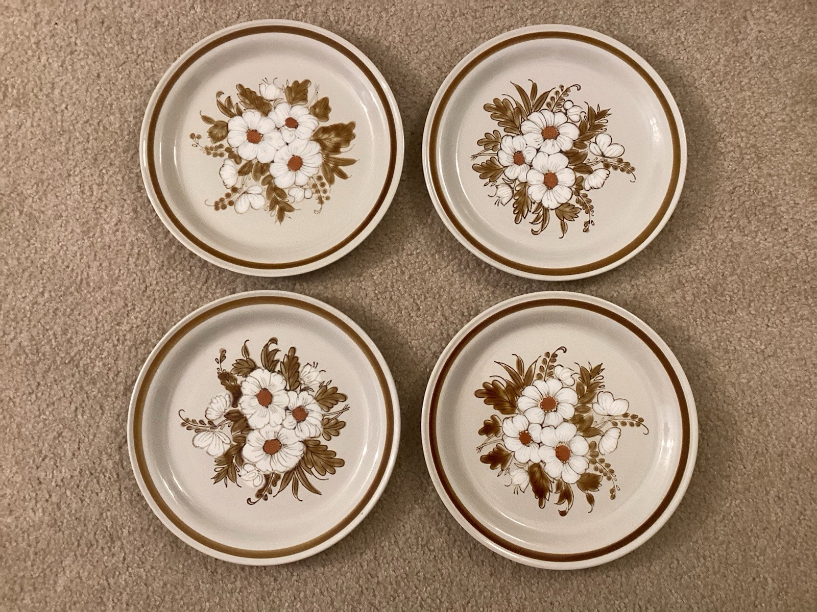 VTG Mountain Wood Collection “Dried Flowers” Stoneware Dinner Plate Set Of 4