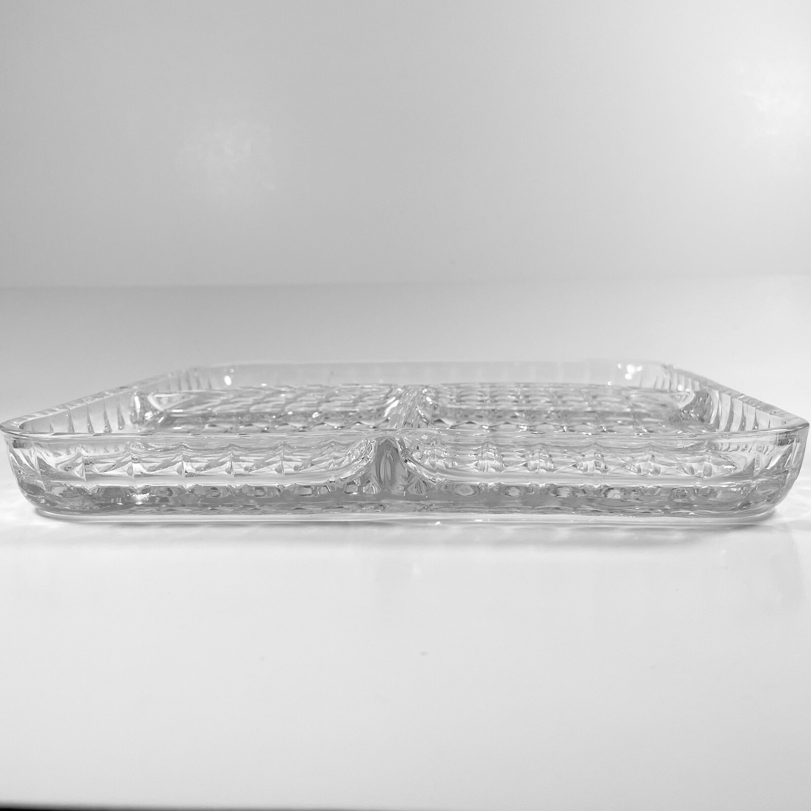 Jeannette Glass Co. WINDSOR DIAMOND Crystal Hard to Find 3 Part 8″ by 8″ Tray