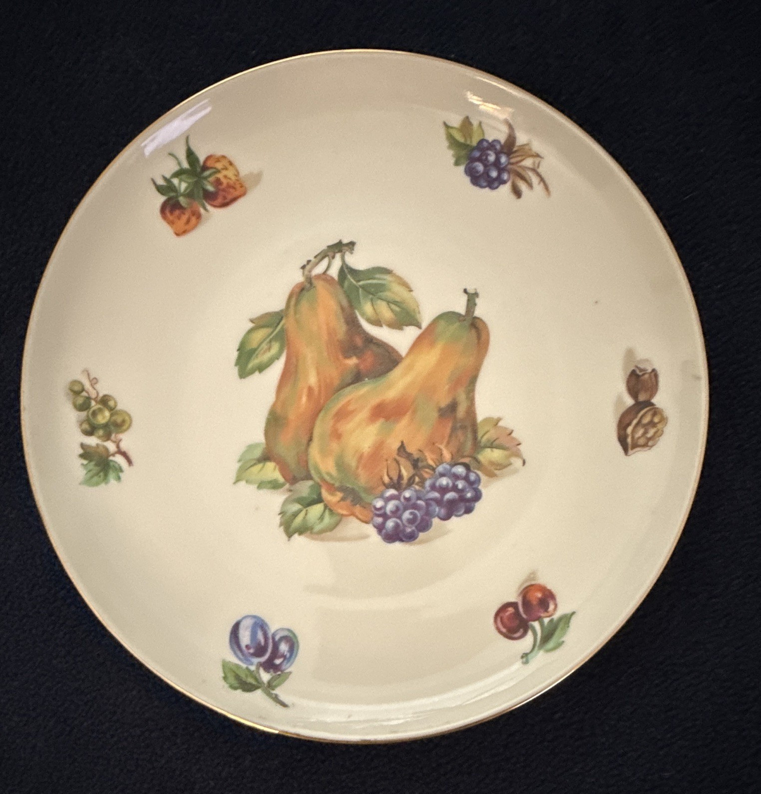 Tuscport Fine China Fruit Pattern Dinner Plates Set of 4, Round, Czechoslovakia