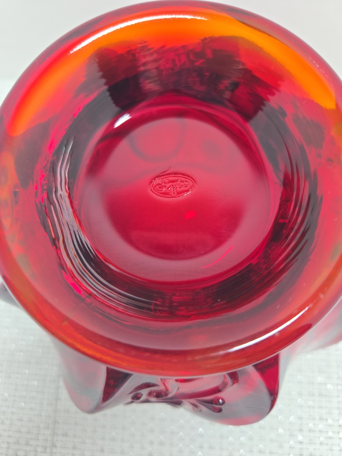 Vtg Fenton Ruby Red Amberina Glass Paisley Petal Covered Candy Dish w/Lid 7.5 in
