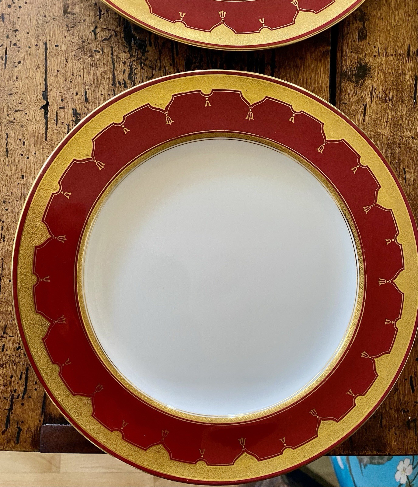 Antique MINTON Set Of 9 Dinner Plates G9561 Red Gold 10.25” Rare Museum Quality