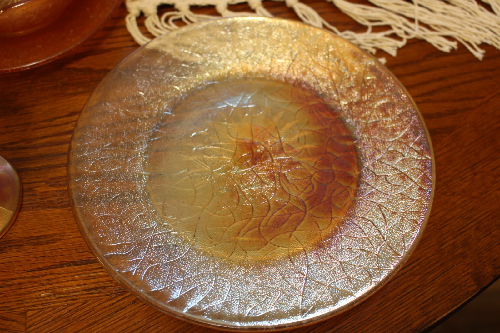 Jeannette Crackle Marigold Carnival Glass Lot Bowls Plates Goblet Candy Dish