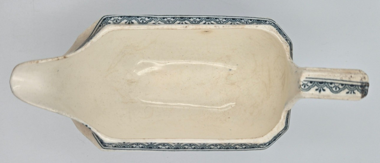 Antique Wedgwood Edinburg Teal Transferware Gravy Boat Victorian Castle England