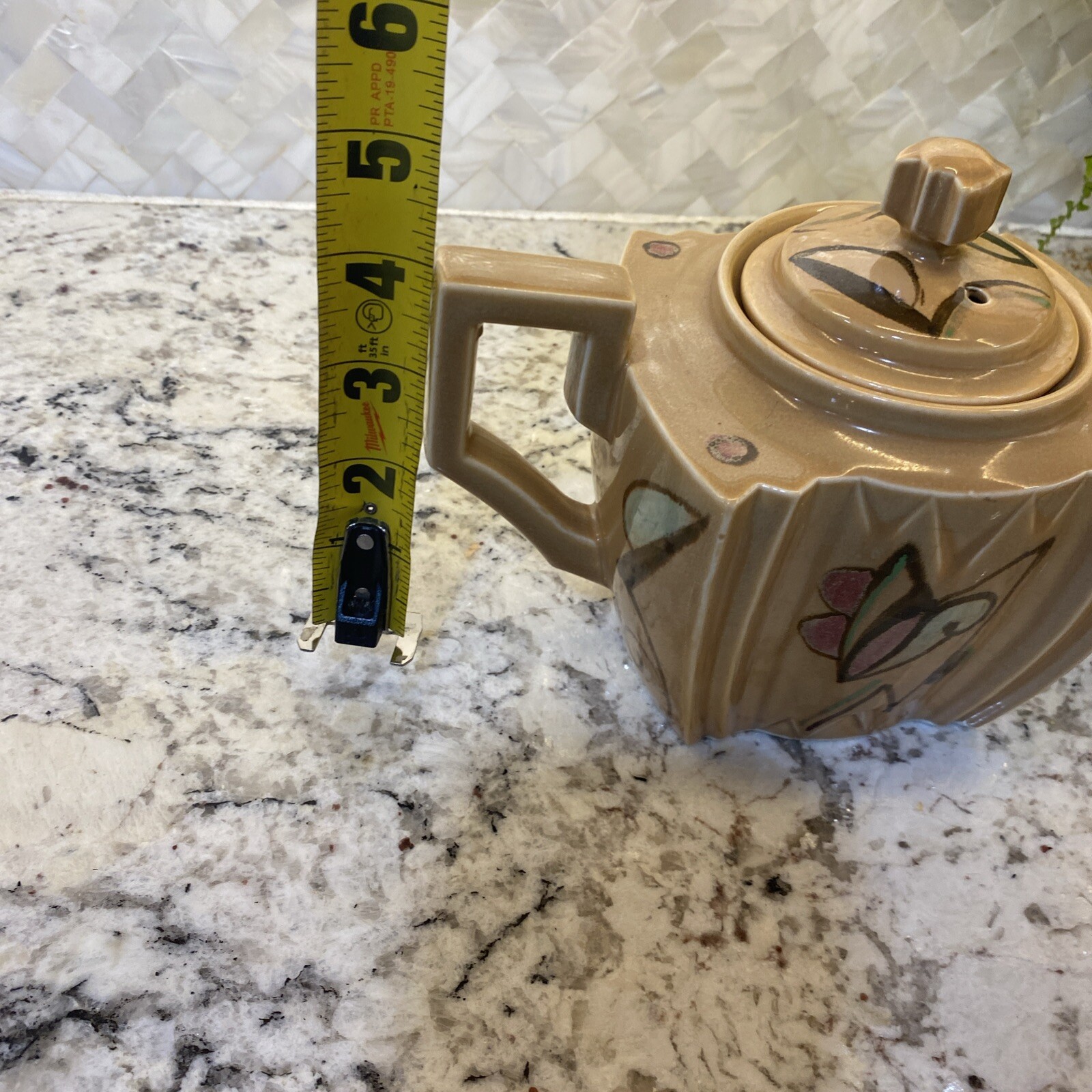 Art Deco Style Teapot Hand Painted Japan MCM Bohemian Hot Tea Vintage Decor Rare