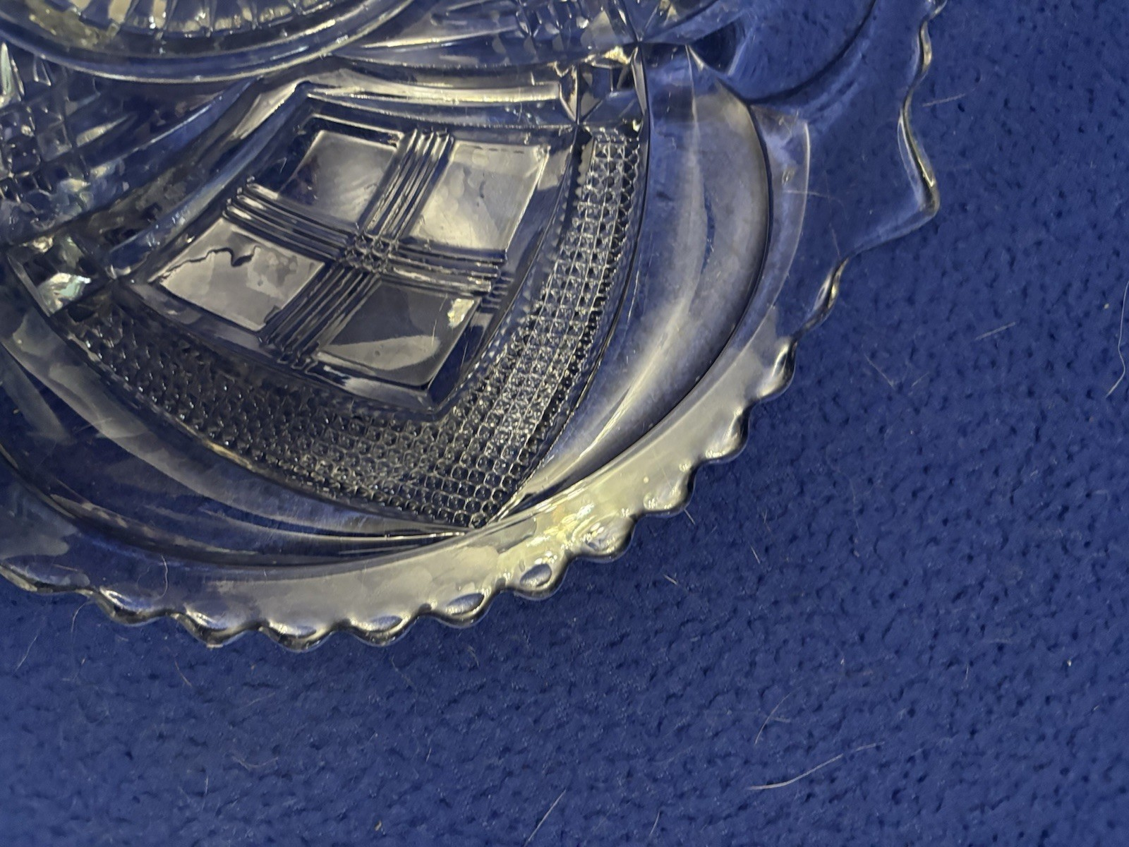 Antique EAPG Bryce Higbee New Crescent Platter Diamond Point Clear, 1850-1899