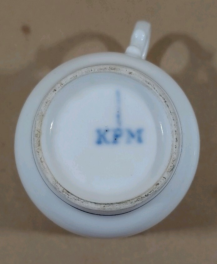 Antique KPM Tielsch Cup & Saucer Art Deco striped pattern c1890s 3.25″ h u-10F