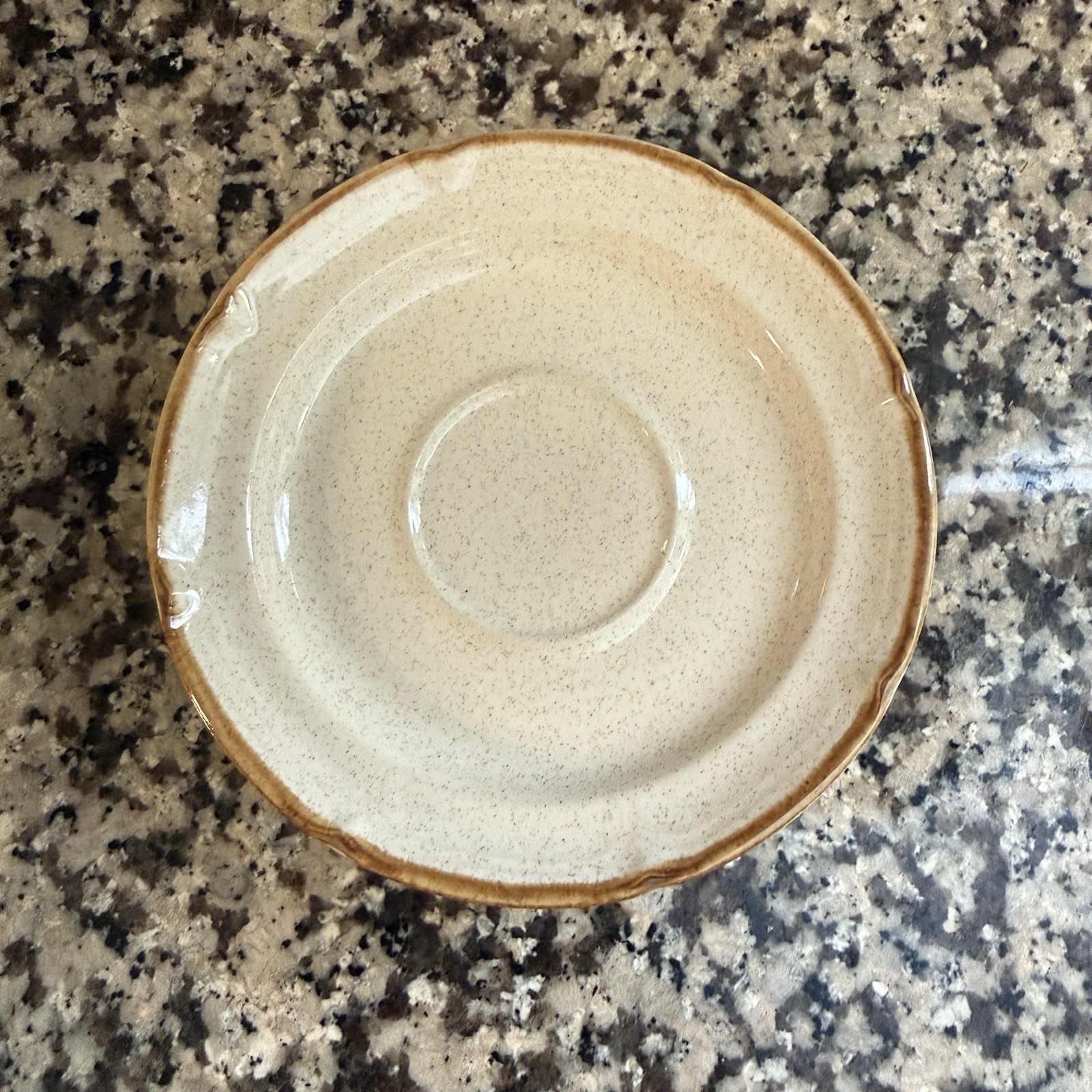 Set of 3 Baroque Hearthside Stoneware Saucers Japan Speckled Beige Dessert Salad