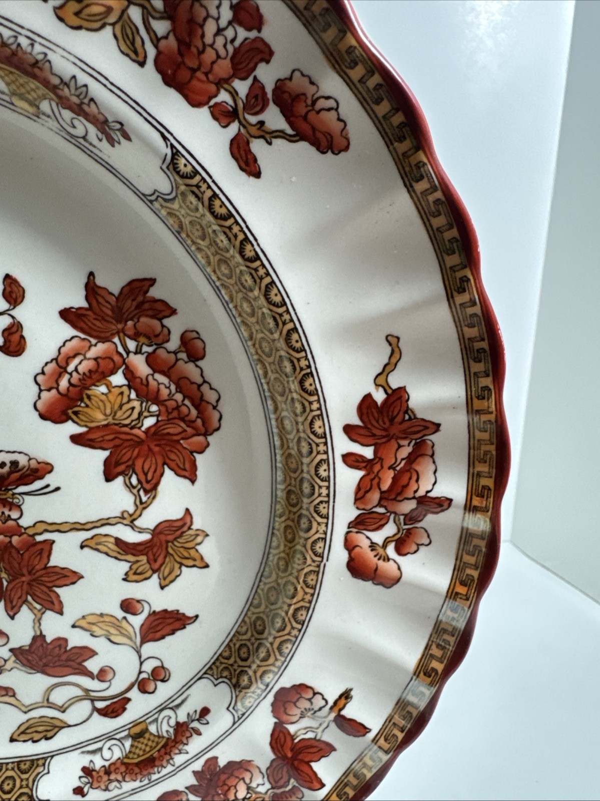 Copeland Spode Indian Tree 10 3/8″ Dinner Plate Orange Rust Scallop Trim England