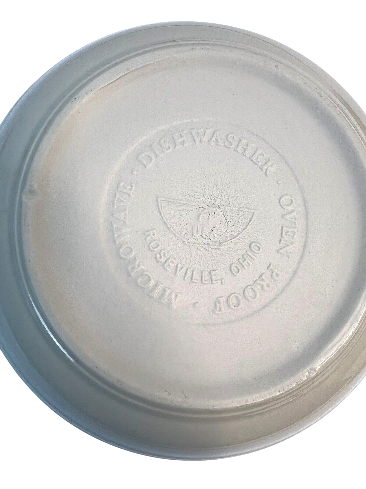 FP Friendship Pottery Flower Round Vegetable Serving Bowl 9 IN Beige Blue -USA