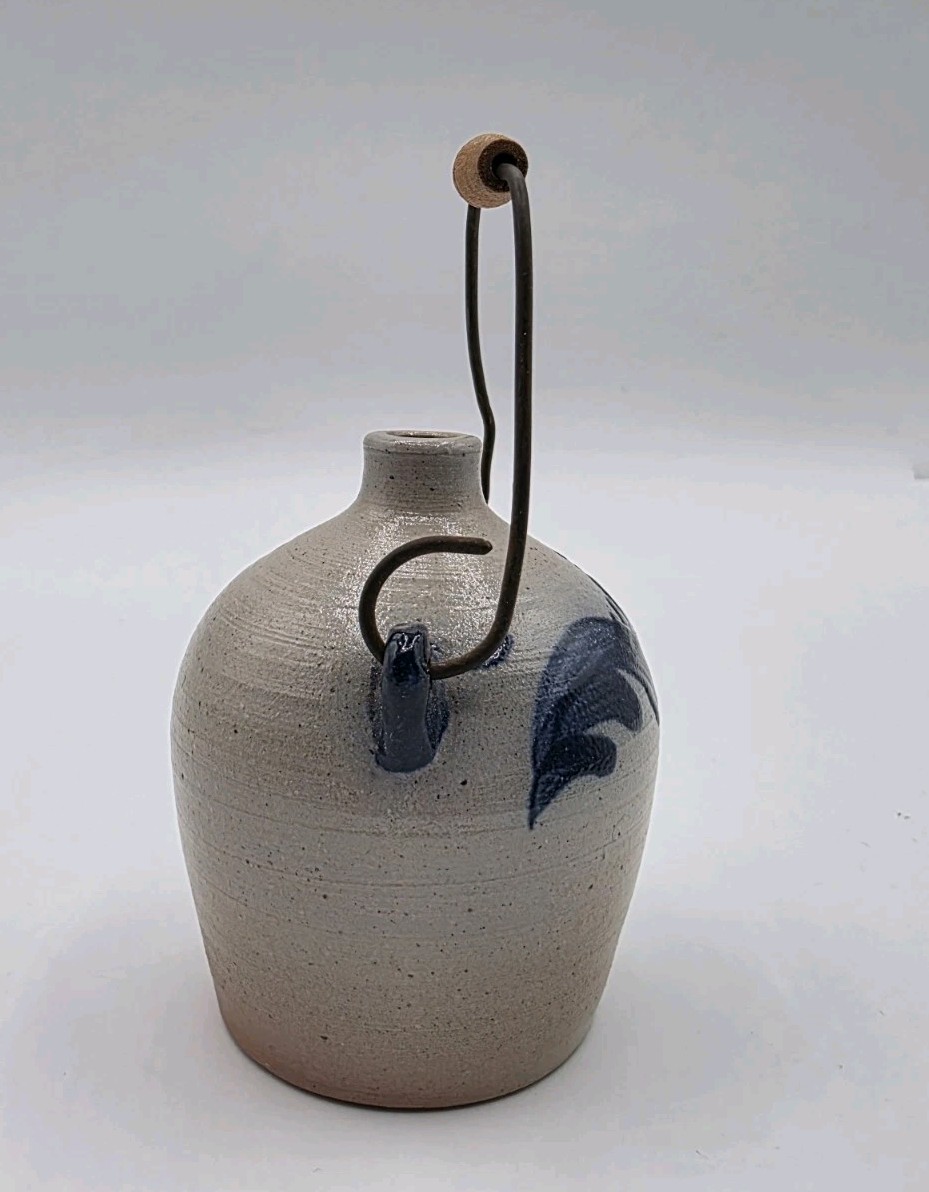 Vintage 1991 Rowe Pottery Miniature Maple Syrup Jug Salt Glaze Mini Crock 2.75″