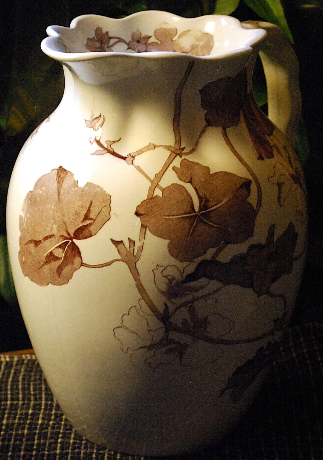 Antique ‘BETA’ Victorian Water Pitcher FURNIVALS IRONSTONE TRANSFERWARE POTTERY