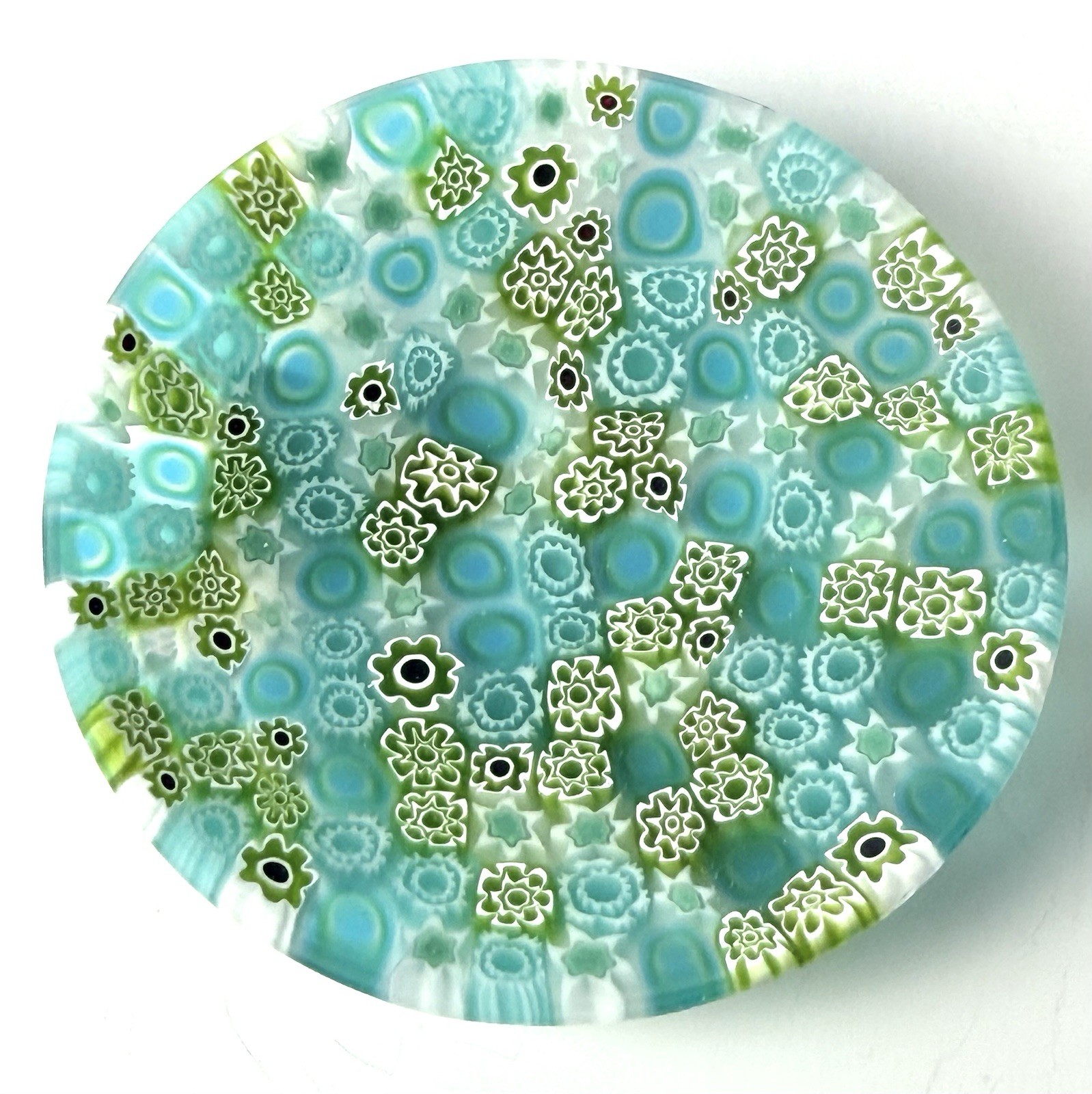 ERCOLE MORETTI Murano Millefiori Art Glass Dish Blue Green Plate Bowl Box COA