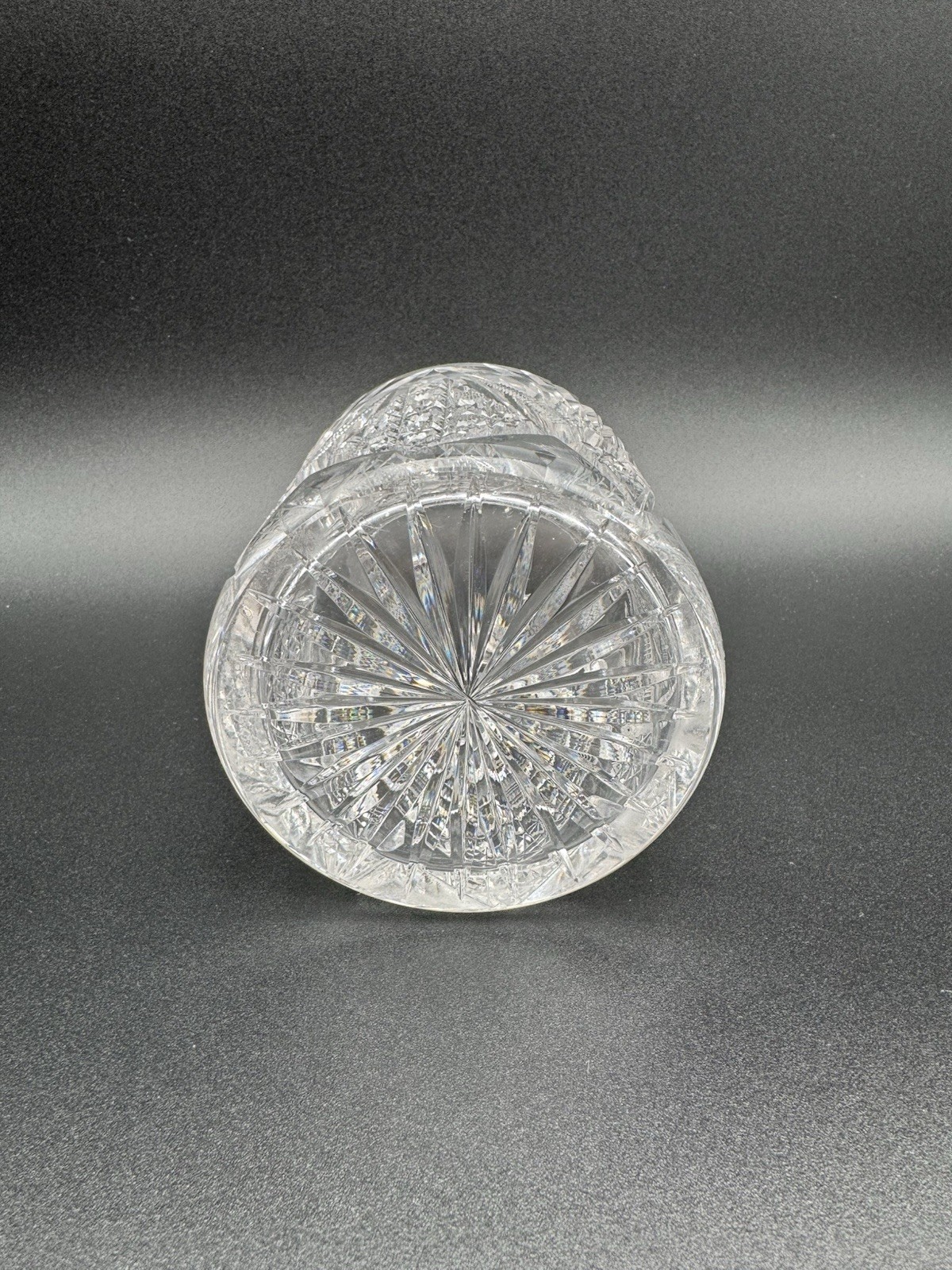 American Brilliant Period Style Cut Glass Crystal Biscuit Jar Hobstar Lidded