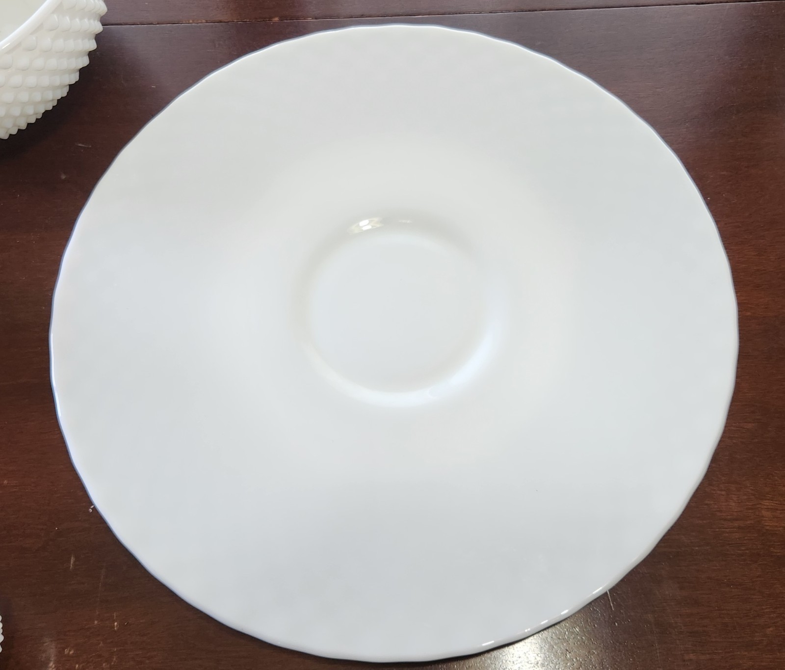 Vintage Fenton Hobnail Milk Glass Punch Bowl Set 9 Cups~